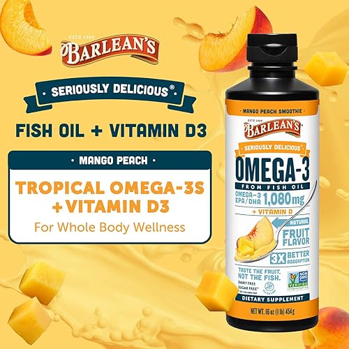 Miniatura 2 de De Barlean Aceites Orgánicos Aceite de Pescado Omega Swirl, 16 onzas, BAR-60010, 16 onza, 1, 1