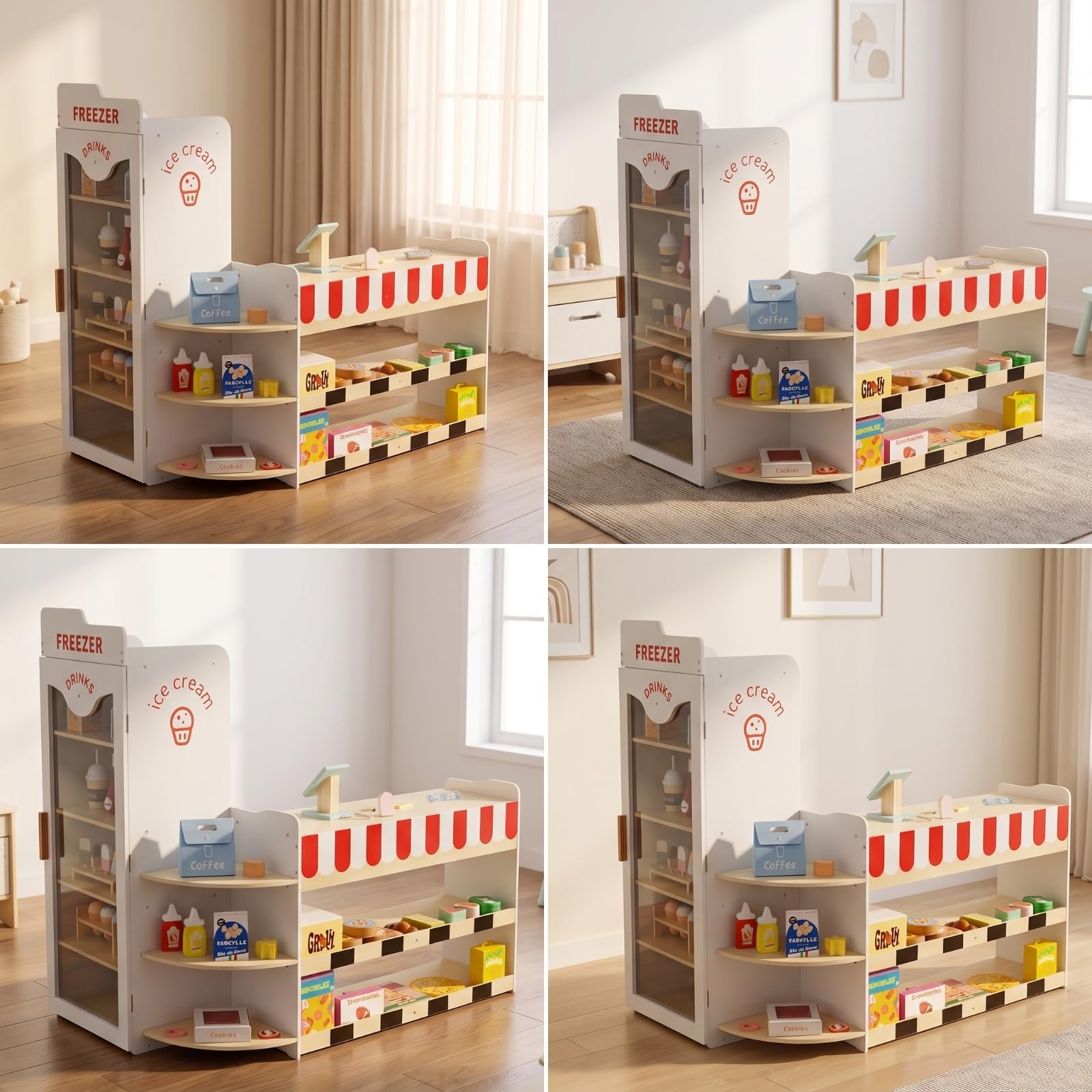Gralara Farbig Spielzeugladen mit Kühlschrank Multifunktional, kaufladen, Kaufladen, für,