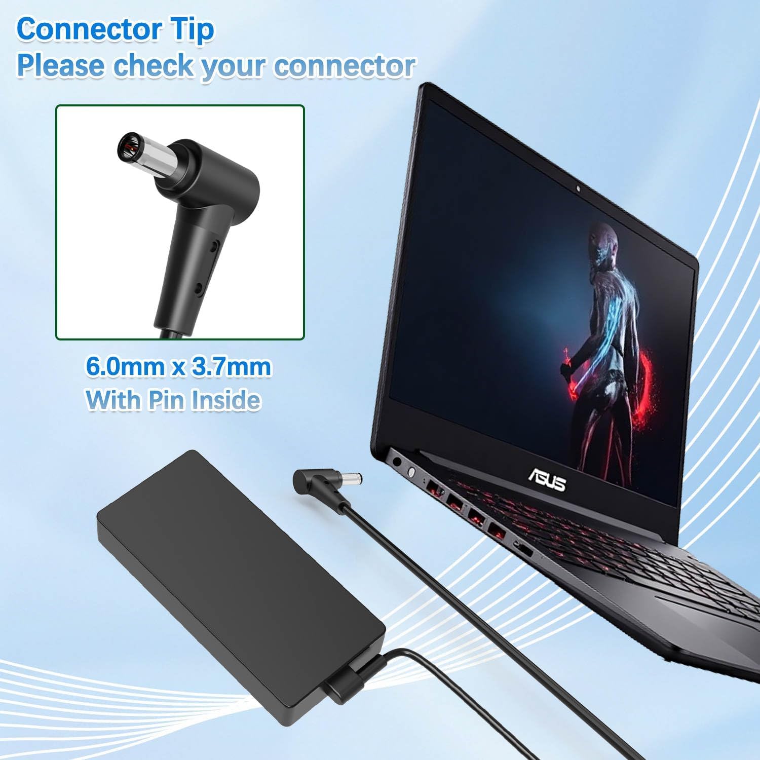 Ładowarka AC 330 W 16,5 A 20 V do Asus Rog Zephyrus Duo 16, M16, Strix Scar 16, 17, 17SE, G16, G18, A21-330P1A, A22-330P1A zasilacz do laptopa do gier