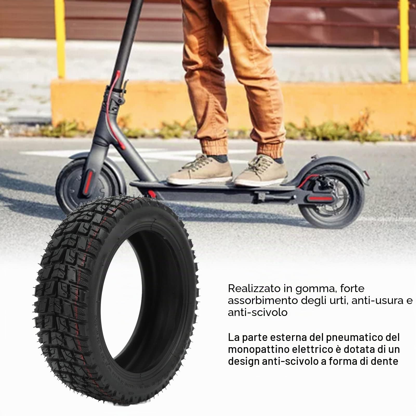 Ruote Monopattino Elettrico,10X2.75‑6.5 Gomma Scooter Elettrico Pneumatici Pneumatico Tubeless Di Ricambio Fuoristrada Accessori Universali [er Pneumatici Sottovuoto per Terreni Irregolari
