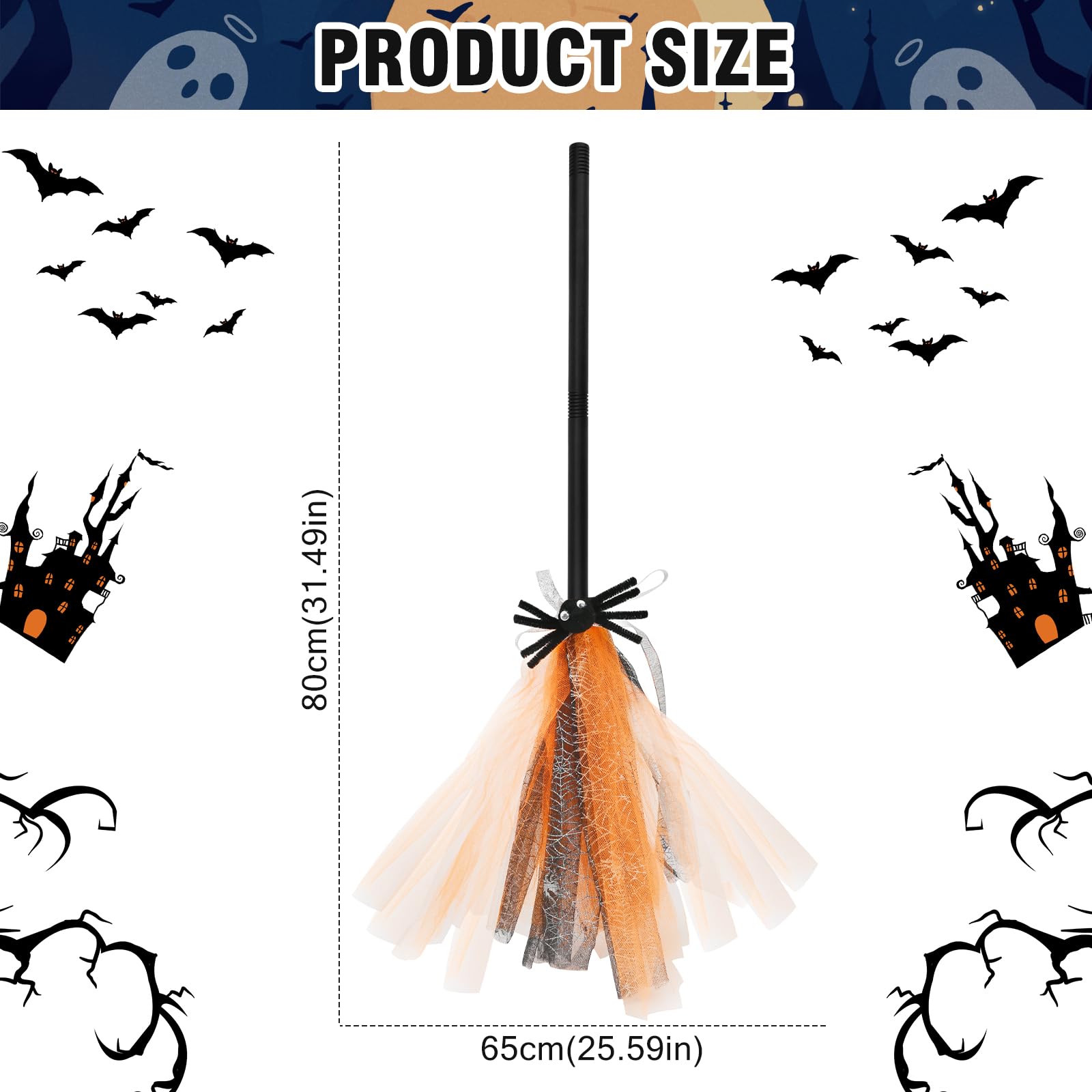 Gukasxi Halloween Hexenbesen - 80cm Flugbesen Für Kinder Hexenkostüm