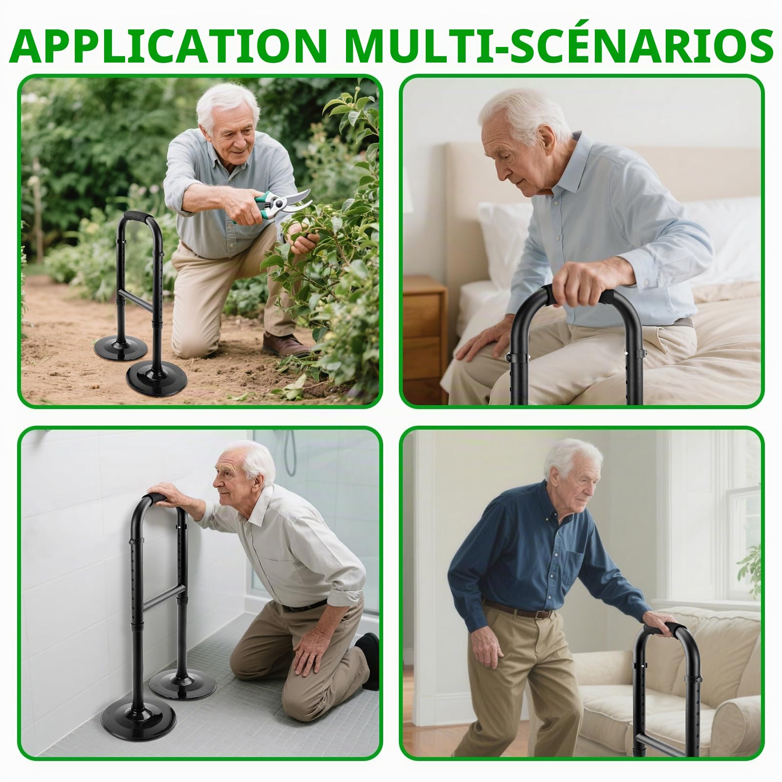 Aide à se lever du lit, pour personnes âgées, hauteur réglable, aide à se lever du sol pour les personnes âgées, aide à la position debout et aux soutiens, stabilité double base, charge minimale 90 kg