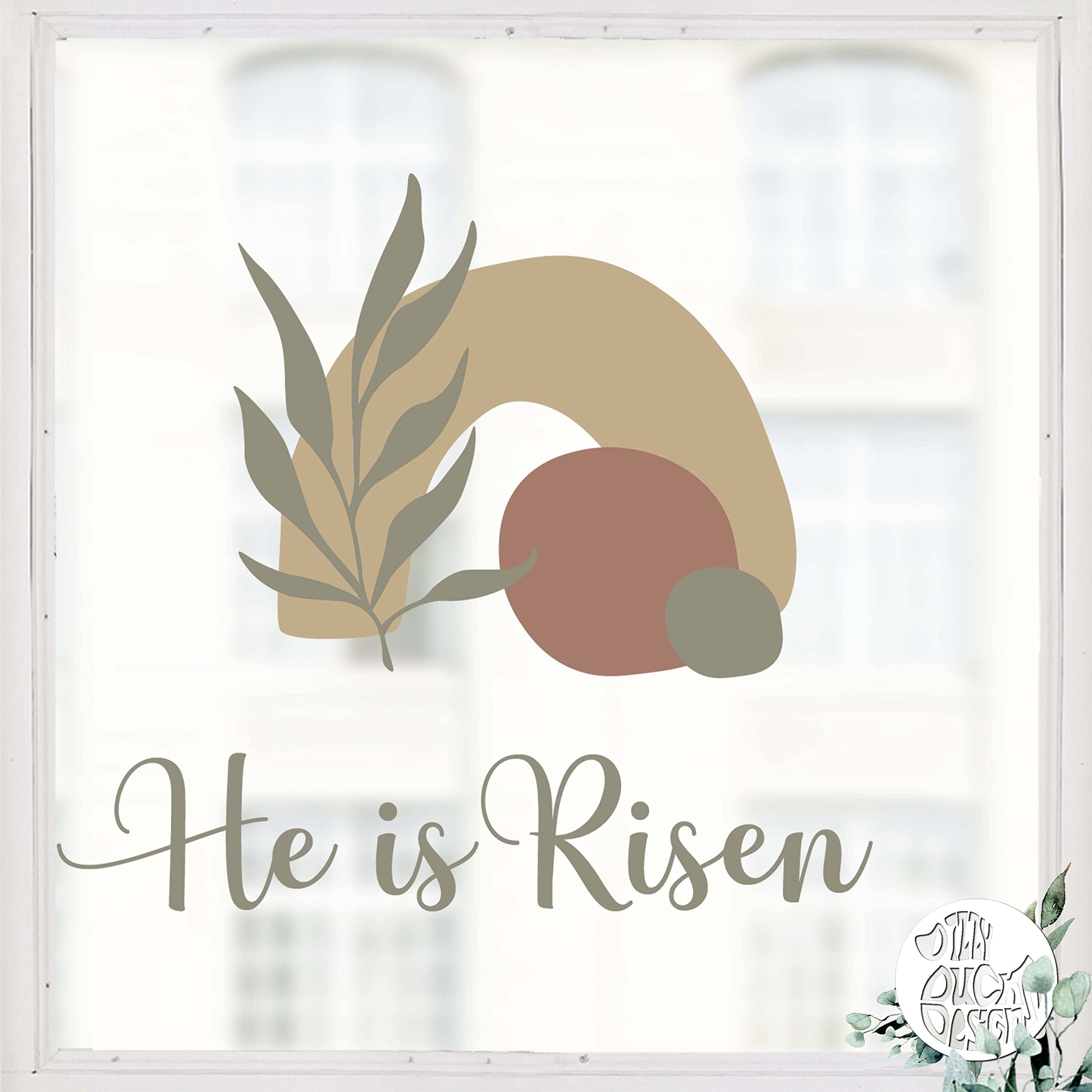Dizzy Duck He is Risen Stickers for Glass - Reusable - Easter Religious Window Clings - Empty Tomb Jesus Christ Christian Easter Decoration for Windows - Small Inside