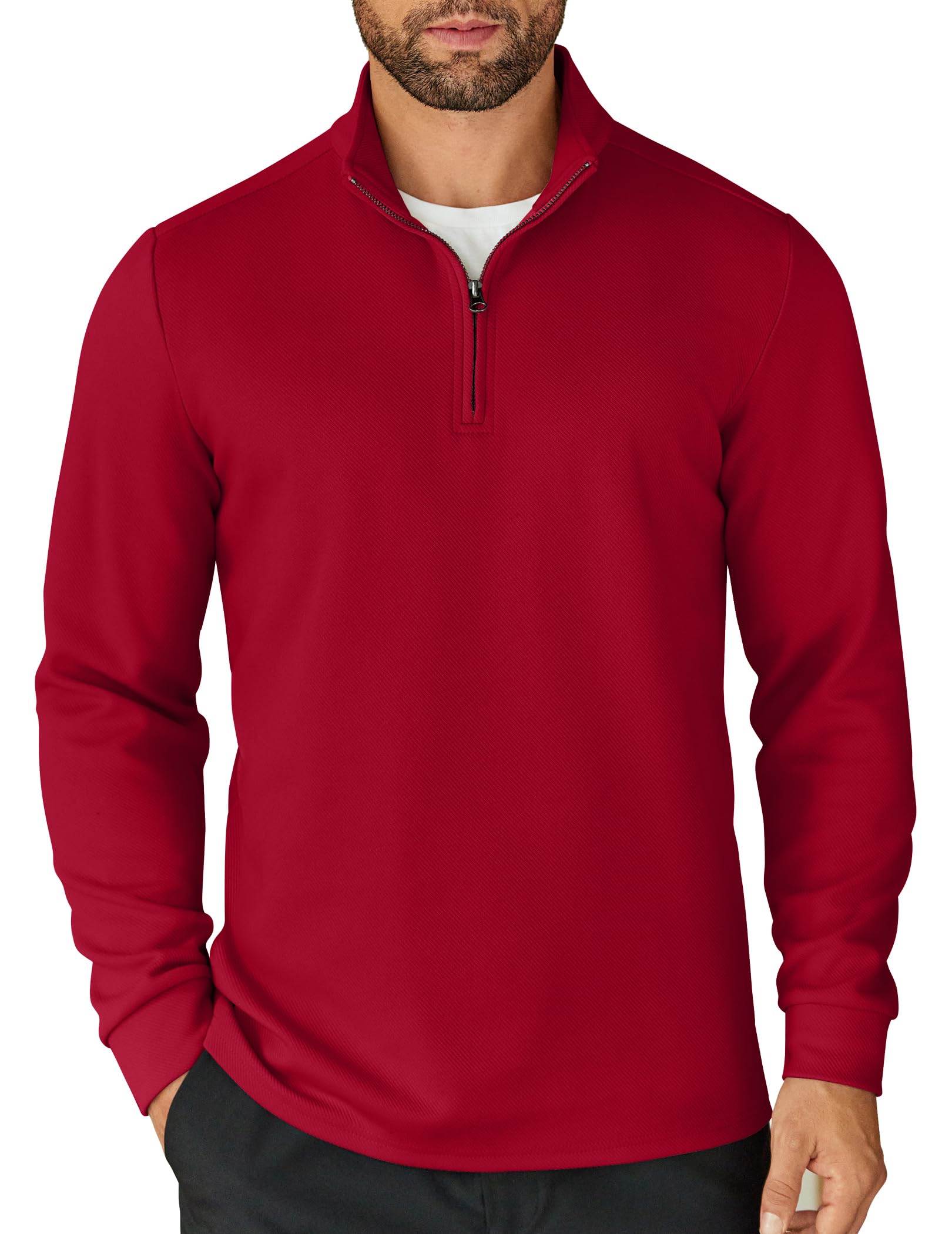 COOFANDY Mens Quarter Zip Up Pullover Lightweight Mock Neck Sweatshirt Global Recycled Standard Global Recycled Standard Global Recycled Standard ISCC PLUS