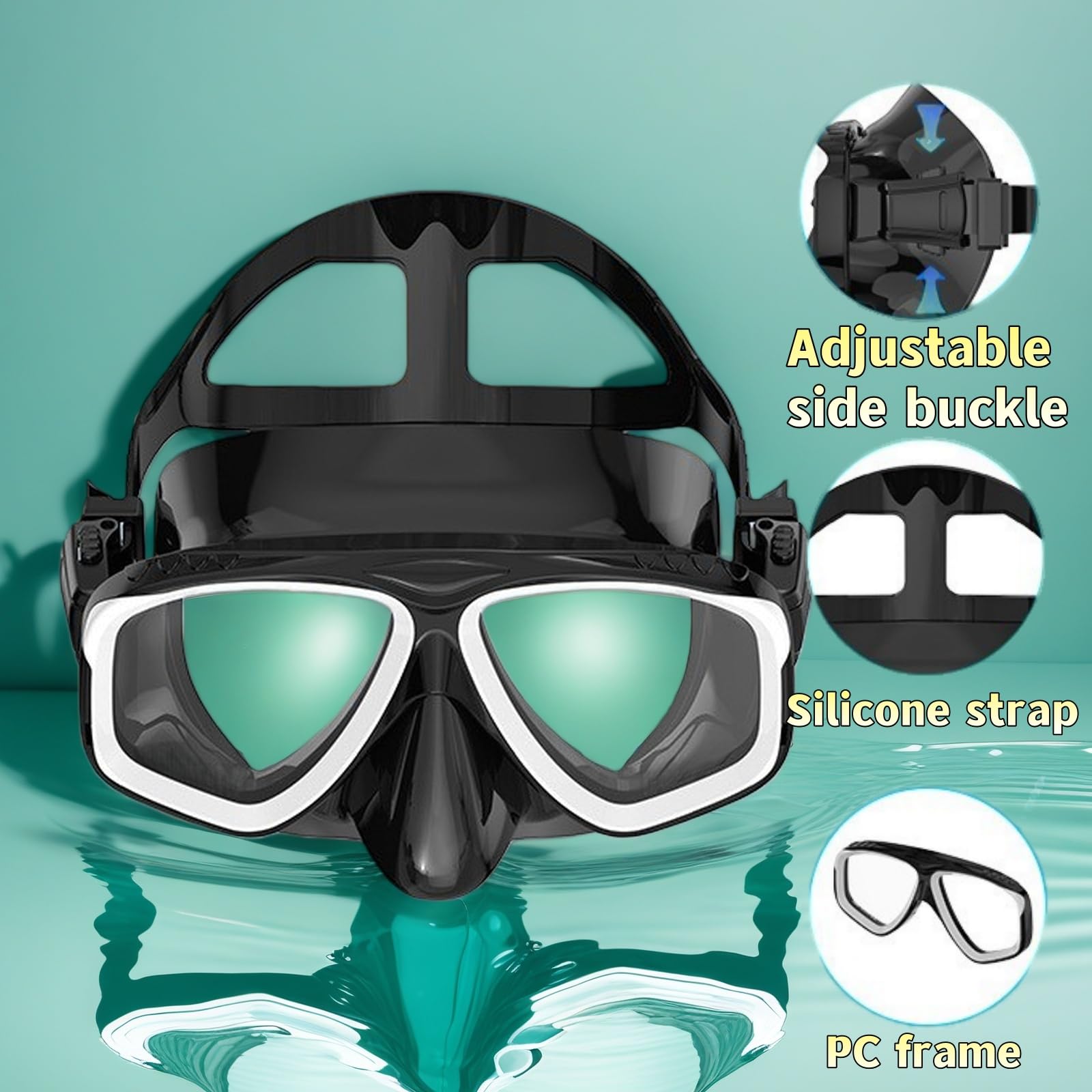 Zestaw do snorkelingu dla dorosłych, siła widzenia 0-800 dioptrii do wyboru, maska do pływania, sucha pokrywka, zestaw do snorkelingu, ochrona przed zaparowaniem, szeroki kąt, ochrona przed