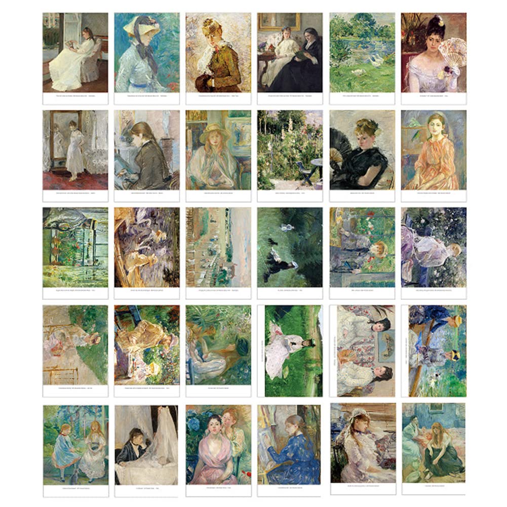 HOSTEESSCHOICE Beautiful Art Postcards set of 30 Berthe Morisot Post card variety pack Famous Painting Scenery,4 x 6 Inches