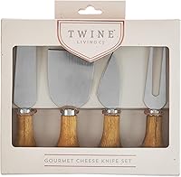 Vista 6 de Twine Cuchillos de queso gourmet – Juego de cuchillos de acero inoxidable – Herramientas de charcutería accesorios para tabla de quesos – Acero