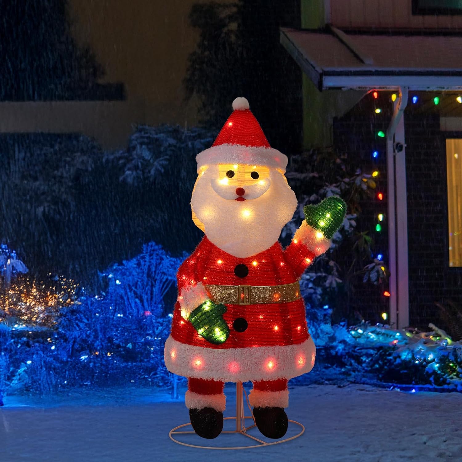 Amazon.com: Santa Claus Decorations, 3.3FT Lighted Santa Claus Waving ...