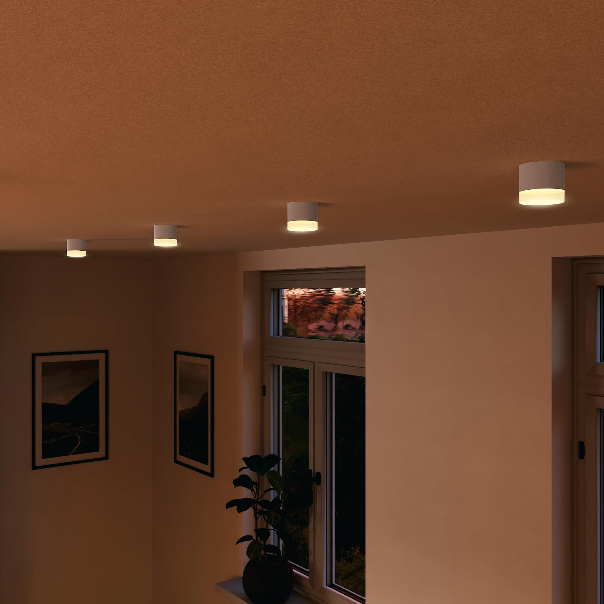 SSC-LUXon VORA Aufbaulampe weiß 4er Set 3 Lichtfarben Leuchtrand 230V LED