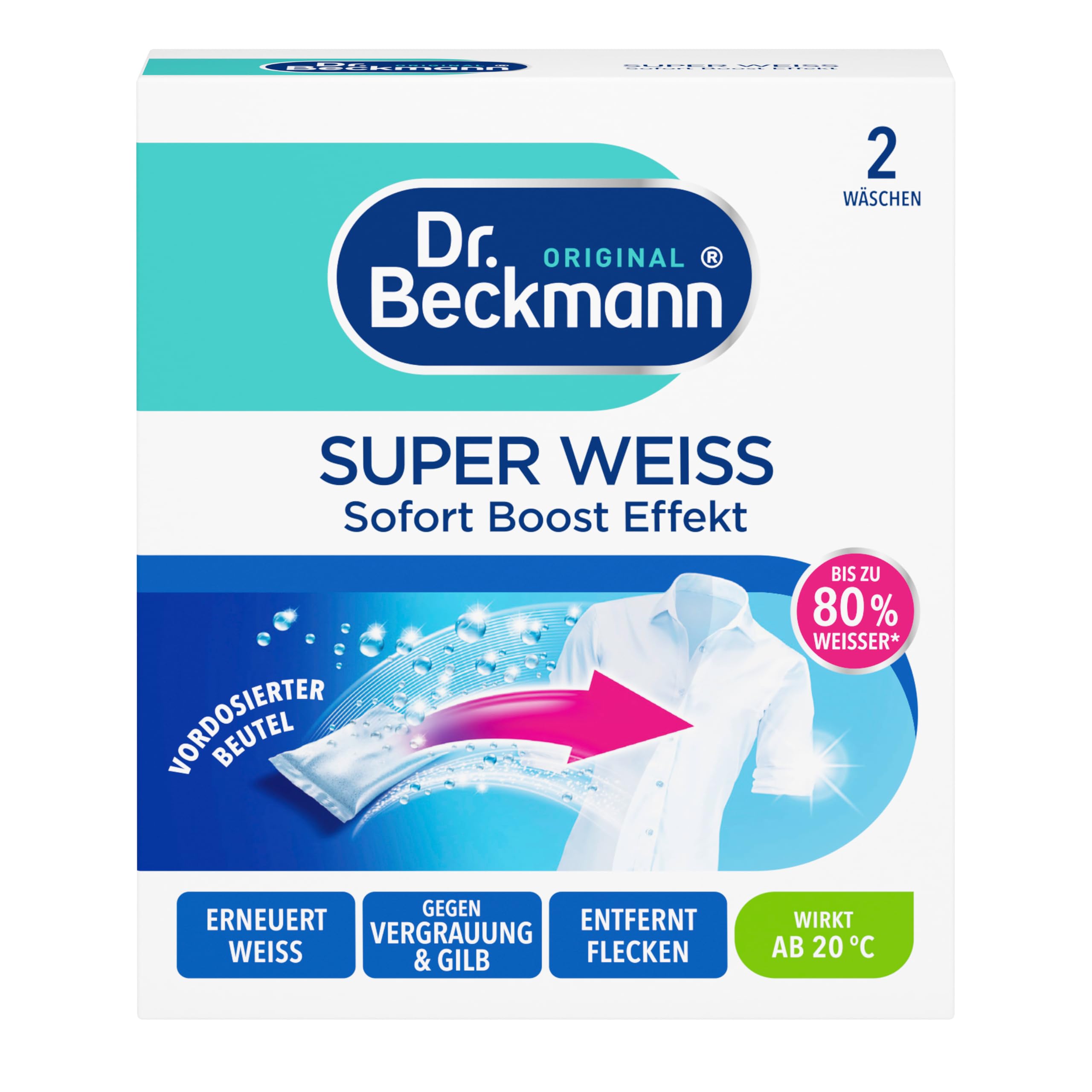 Dr. Beckmann Super Weiß | Gegen Grauschleier & Gilb | 2 x 40g