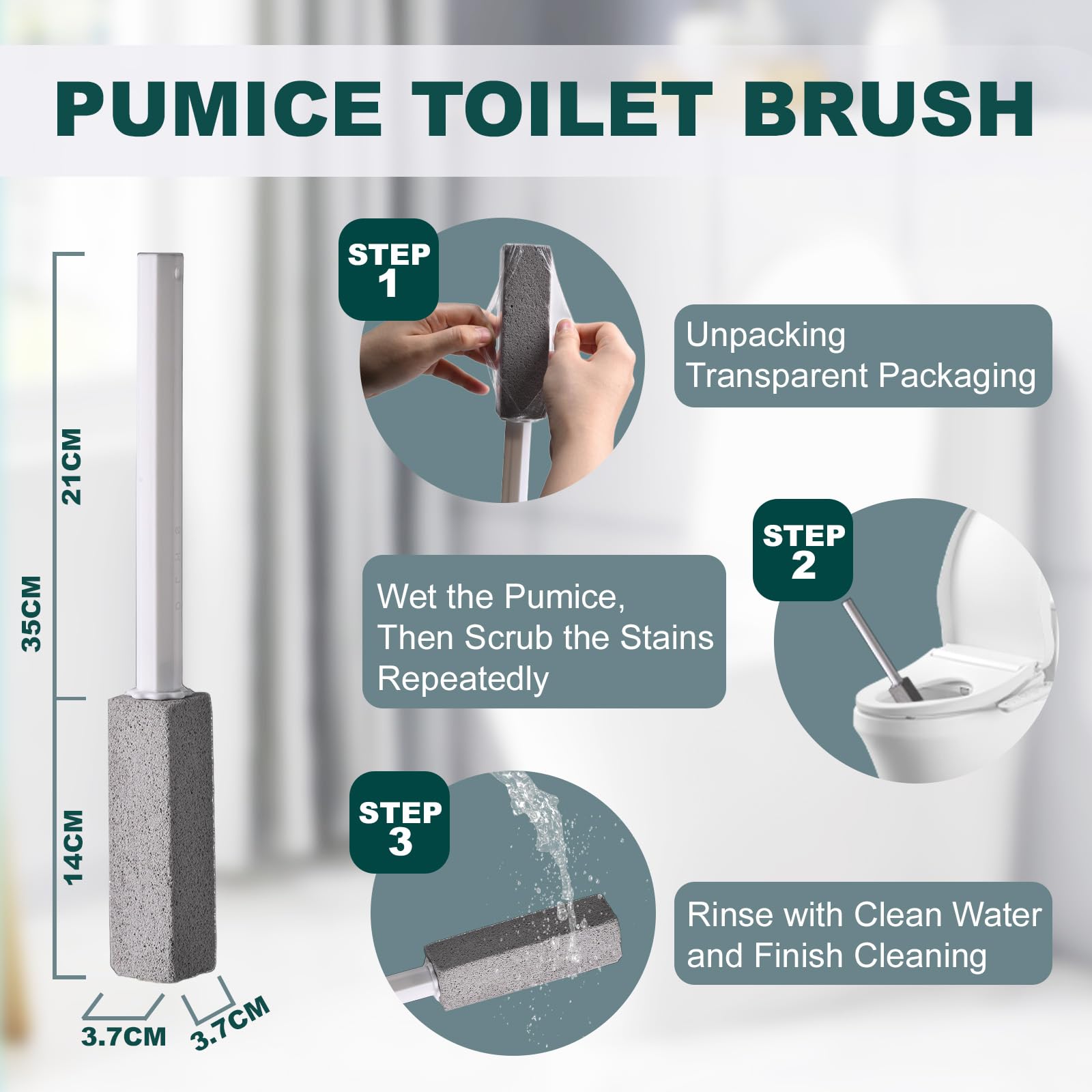 Pietra Pomice per WC con 2 Maniglie Estese - Cleaning Block per Ceramica, Detergente per Pulire Macchie Bagno