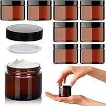 Brown Glass Ointment Jars with Lid (60 ml x 8 Pieces) – Glass Jar Cream Jars for Filling – Ideal as Cosmetic Storage, for Creams, Ointments etc.
