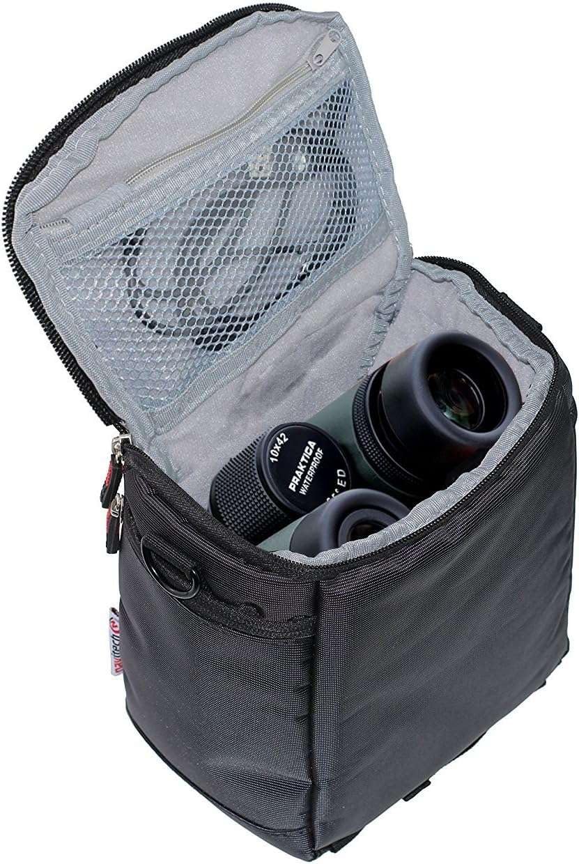 Housse De Protection Navitech Pour Jumelles - Compatible Nikon Prostaff P7 10x42, Noire, Avec Bandoulière