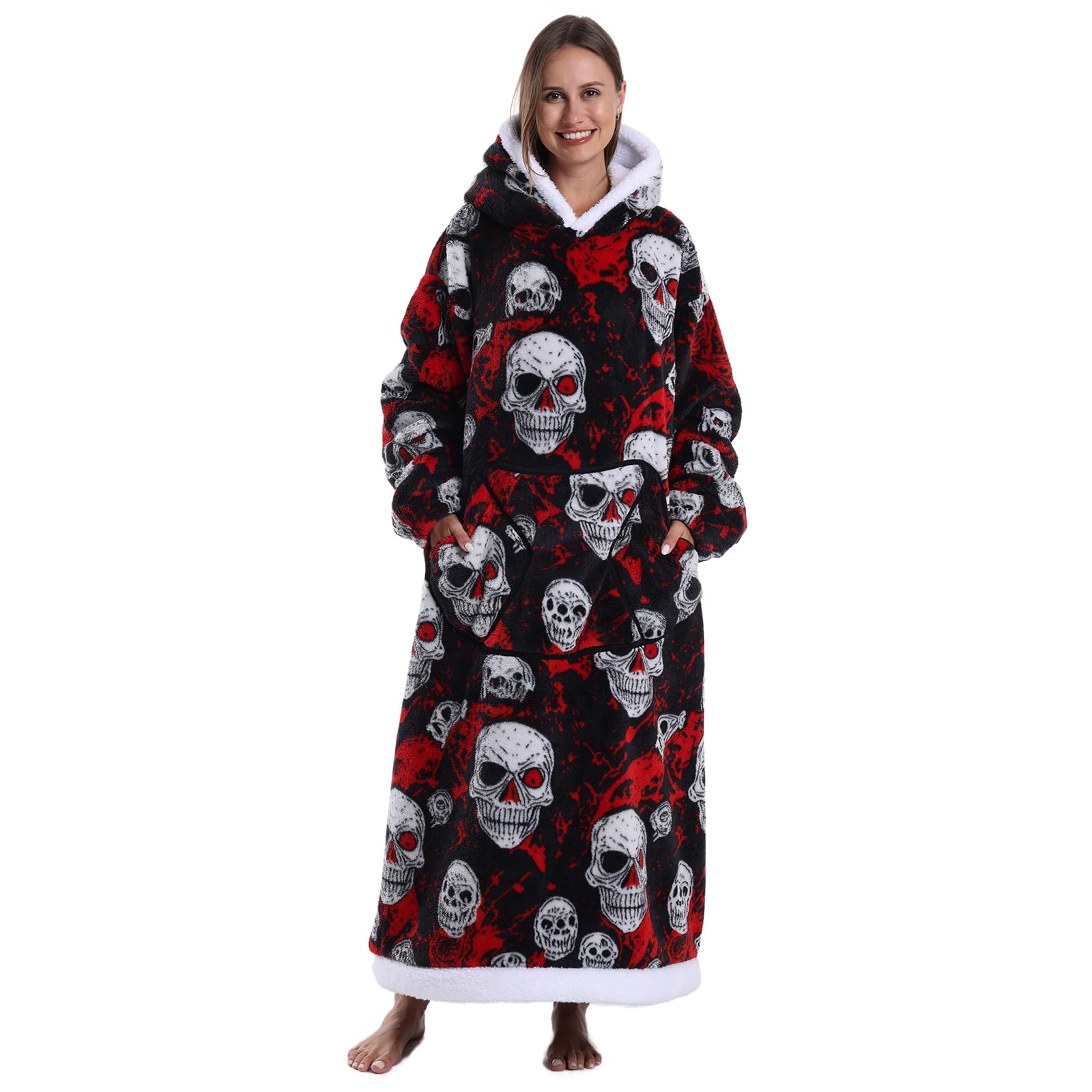 Batamanta Mujer con Capucha, Mangas y Bolsillo - Sudadera Ponible de Invierno, Manta Polar Cálida para Sofá y Hogar | Talla Única