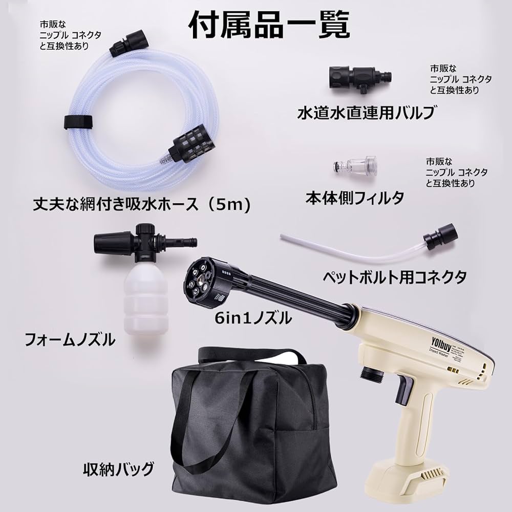 YOIbuy YCW-PR-06高圧洗浄機 楽天市場】【ポイント10倍】YOIbuy PRO インパクト洗浄機 充電式