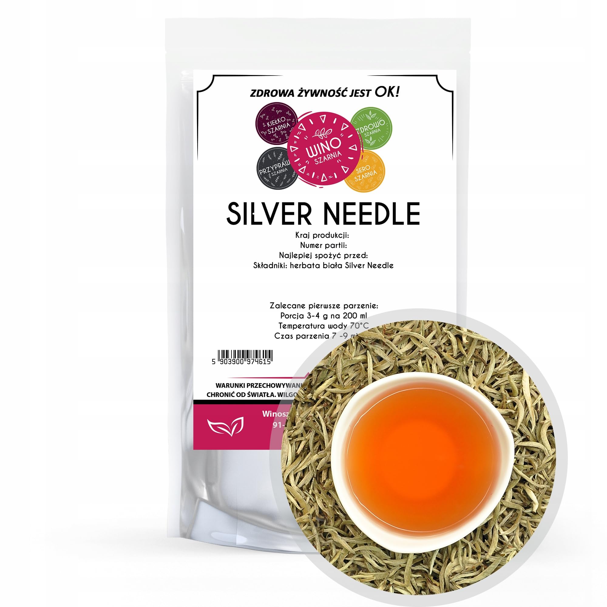 Weißer Tee Silver Needle 1kg | Bai Hao Yin Zhen | Echter China-Tee | Edle Frühlingsknospen | Mild & Aromatisch | Marke Winoszarnia