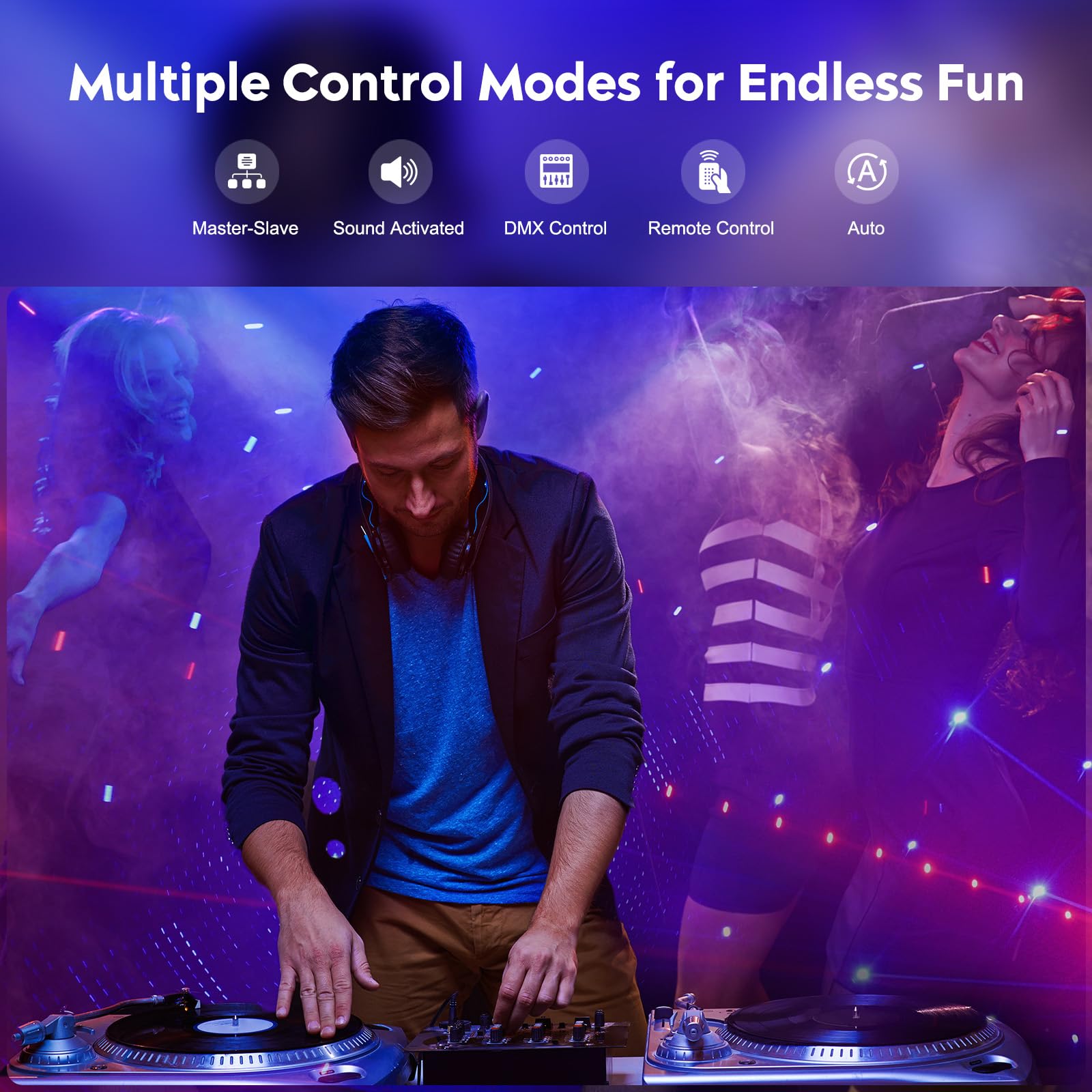Luce da discoteca, lente DMX 9 LED RGB luce da festa proiettore Dj effetto luce stroboscopica con attivazione del suono per feste in casa karaoke bar di nozze di compleanno