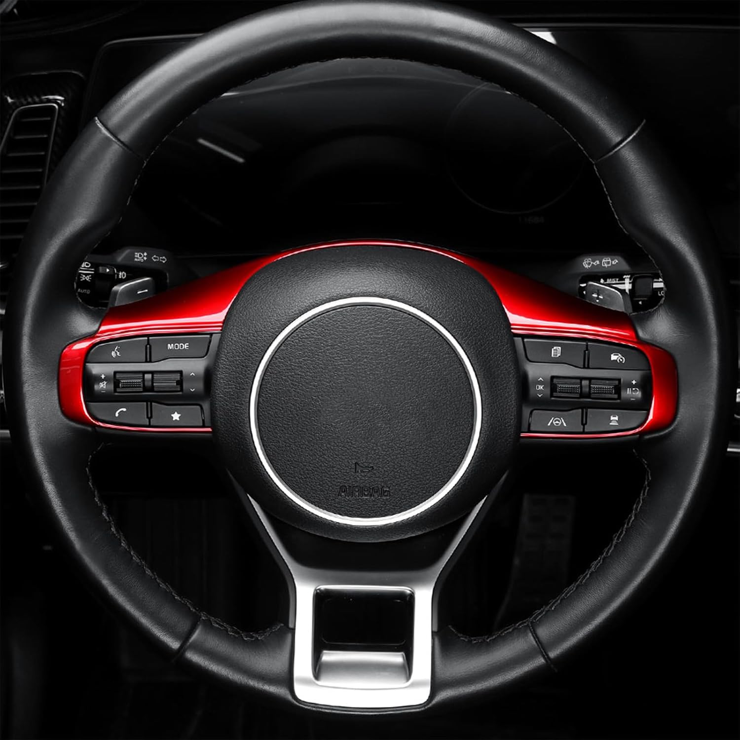 Steering Wheel Button Frame Cover Compatible with Kia Sportage 2023-2026 K5 Accessories (Red)