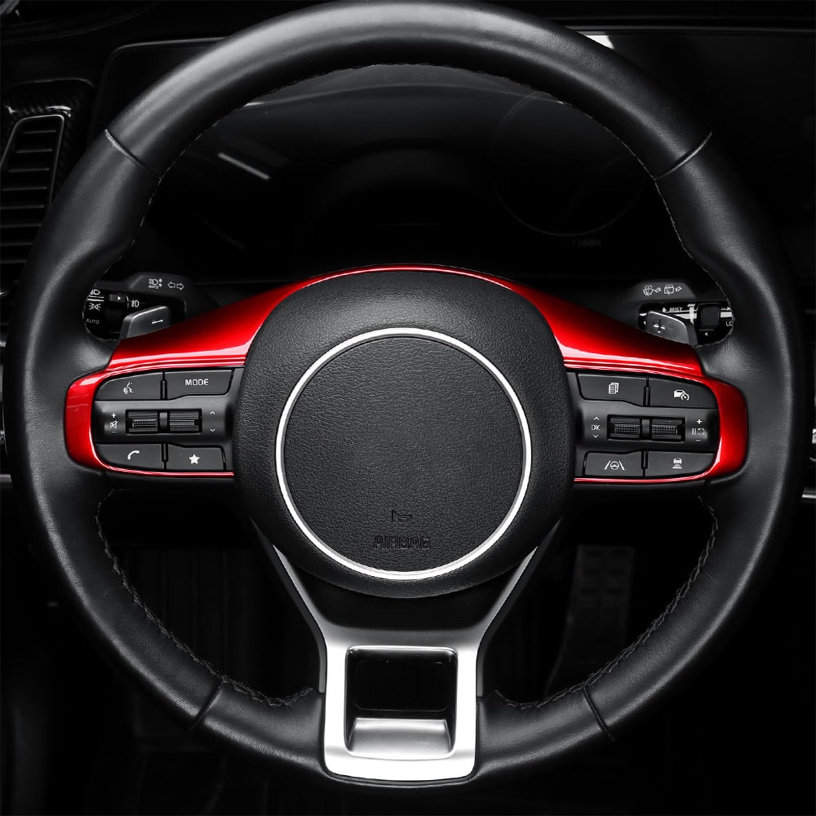 Steering Wheel Button Frame Cover Compatible with Kia Sportage 2023-2026 K5 Accessories (Red)