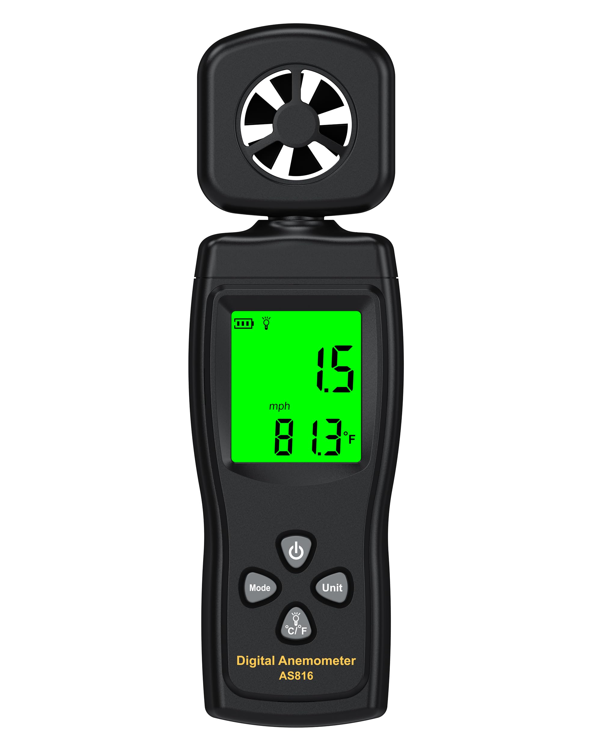 NOPWOK Anémomètre numérique portable 3 en 1 - Mesure de la vitesse du vent de haute précision - Avec rétroéclairage - Pour HAVC, voile, pêche