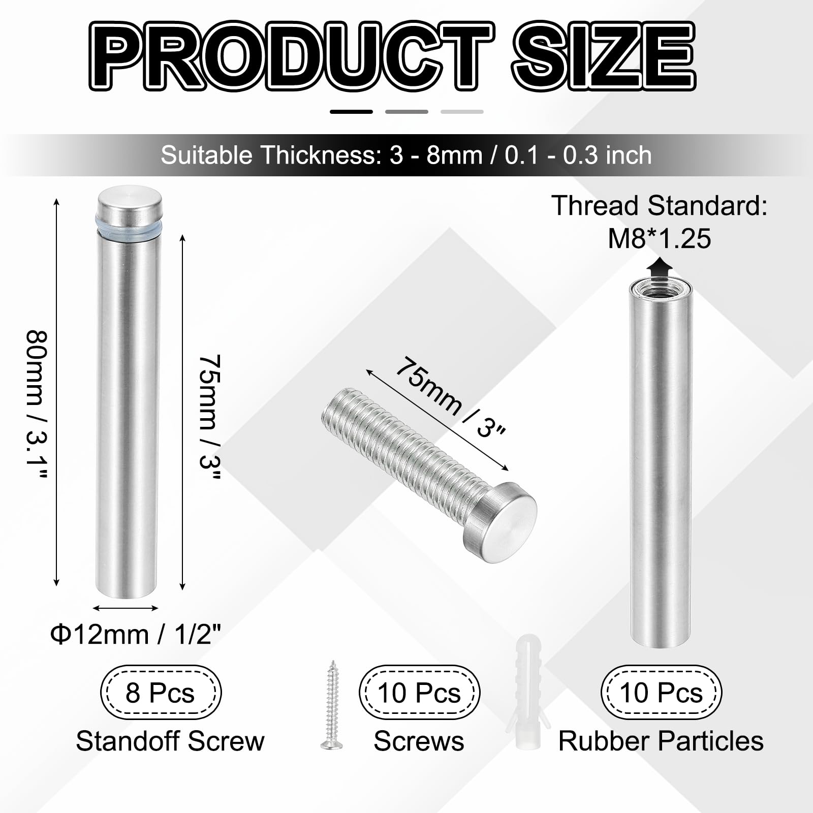 PATIKIL 1/2x3.1" Standoff Screws - Image 2