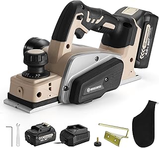 Cordless Electric Hand Planer (Battery&Charger), 15000RPM Brushless Motor, 3-1/4 Inch Planing Width,20V 4.0Ah Battery, Charger, Edge Guide & Dust Bag Included, Ideal for Wood Chamfer