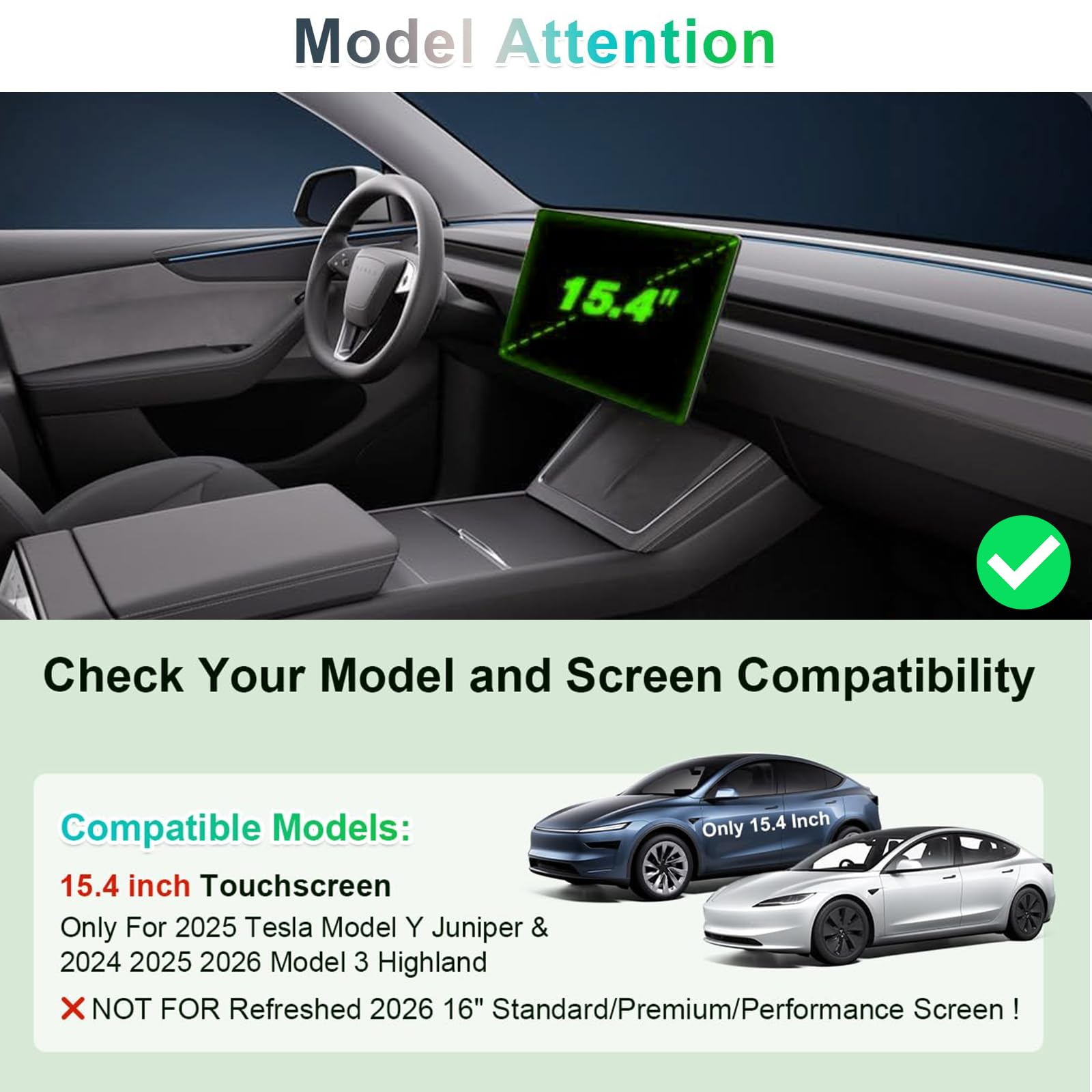GAFAT 15,4" Tesla Model Y Juniper 2025/ Model 3 Highland 2024 2025 Pellicola Protettiva per Navigazione, Tesla Model Y 2025 TouchScreen Pellicola in Vetro, Antiurto, 9H Anti-Graffio (Non 1 6")
