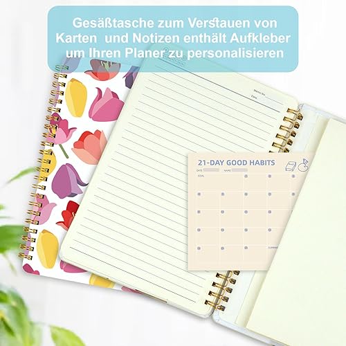 Miniatura 24 de Mlife Cuaderno encuadernado en espiral A5, 160 páginas, diario de 3.53 oz/yd², cuaderno de notas de 8.5 x 6 pulgadas, cuadernos con bolsillos