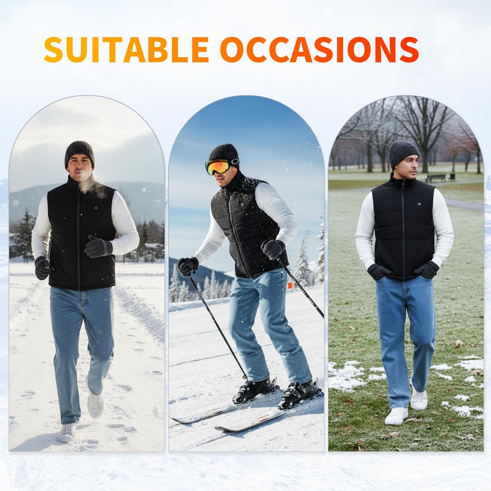 Rrtizan Chaleco calefactable hombre con bateria 10000mah, chaqueta calefactable sin mangas ligera, 3 niveles de calor + 9 zonas, Para trabajar al aire libre, ciclismo, moto y esquí