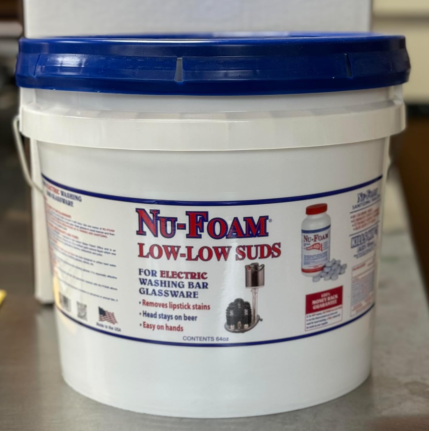 Nu-Foam Low Low Suds Liquid Detergent for Bar Glassware - Original Streak-Free Solution - Hand Washing Bar, Tavern, Brewery Supplies - Concentrated (3.5 Gallon Pail)