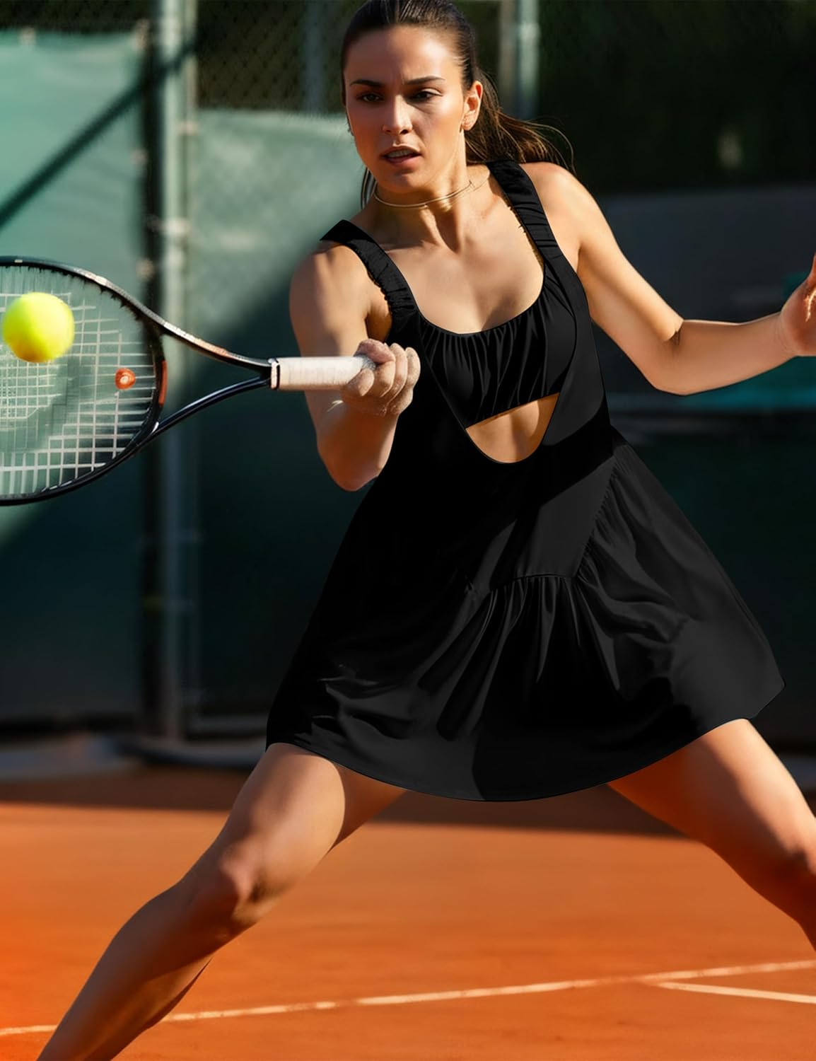 Lauweion Womens Athletic Tennis Dresses with Built in Bra and Shorts 2026 Summer Sleeveless Golf Workout Mini Dress - Image 3