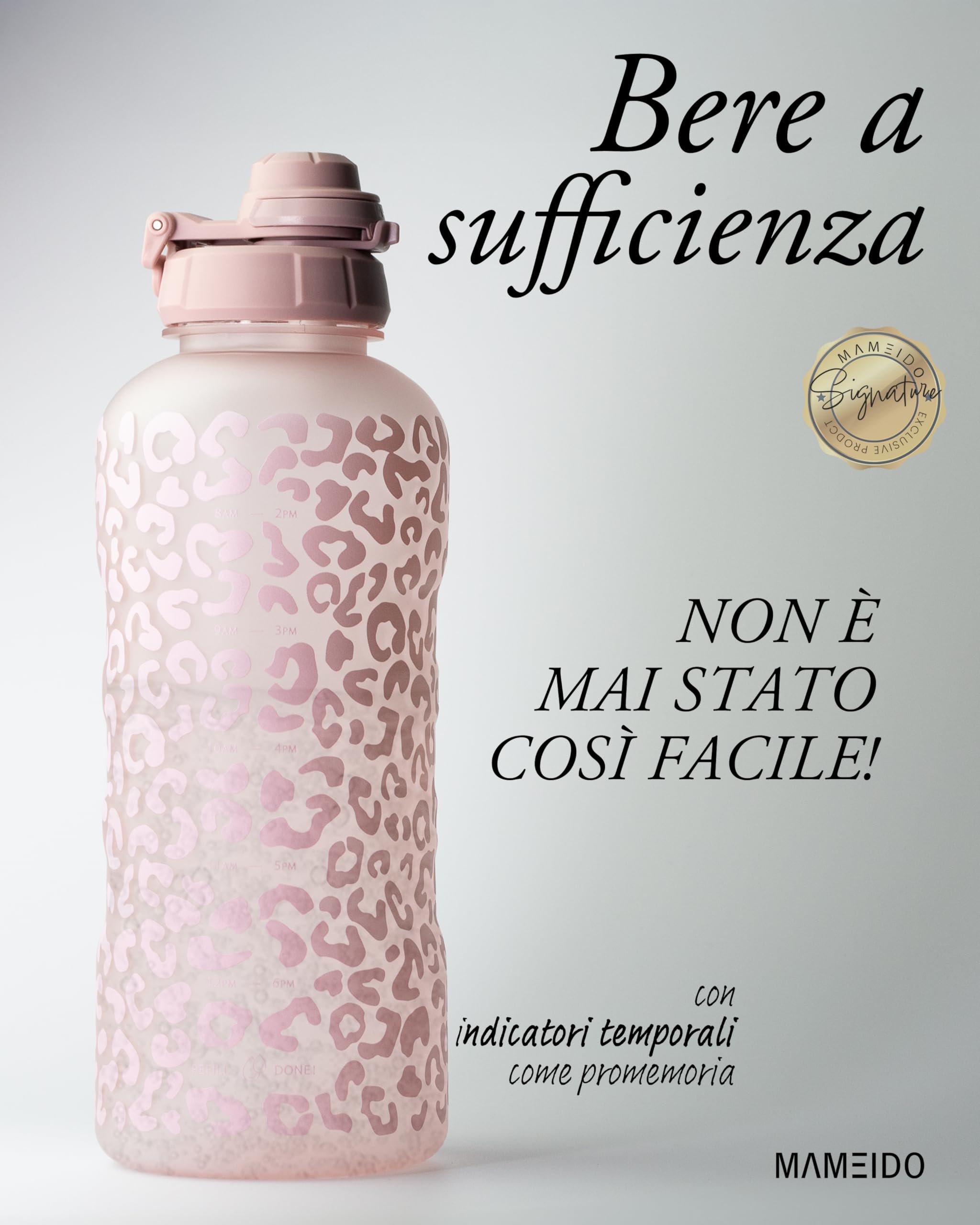 MAMEIDO Borraccia con cannuccia 2 litri motivazionale con indicatore del tempo, Bottiglia sportiva senza BPA palestra antigoccia, Water Bottle (Wild Candy)