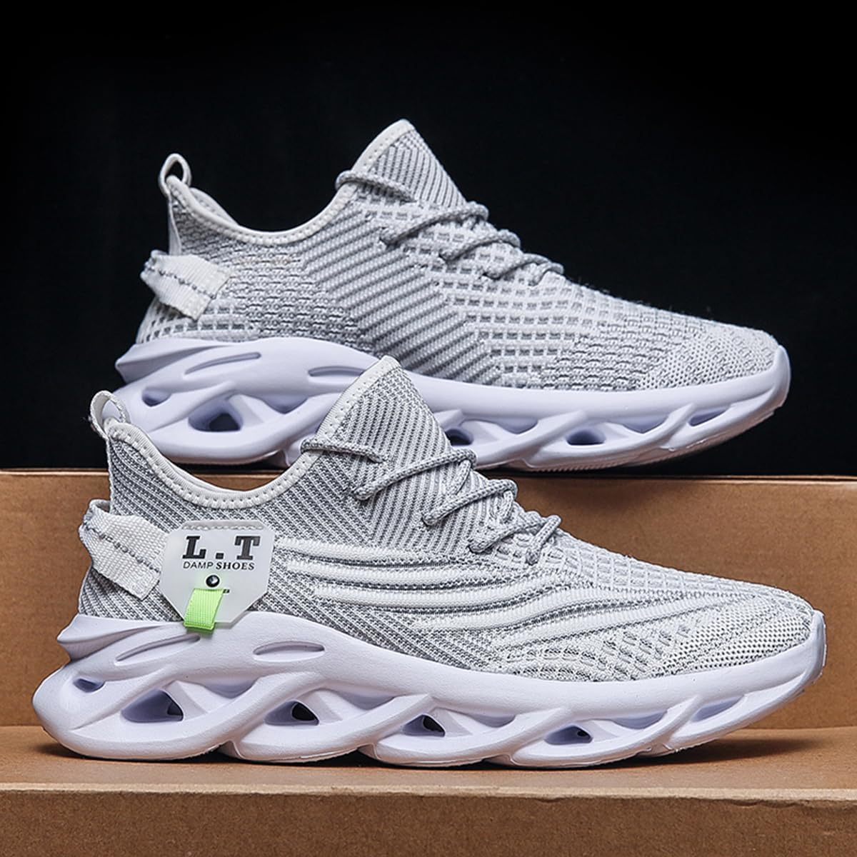 DLWKIPV Men Running Shoes Men's Tennis Shoes Lightweight Breathable Fashion Sneakers Non Slip Workout Gym Shoes for Running White Size US 10