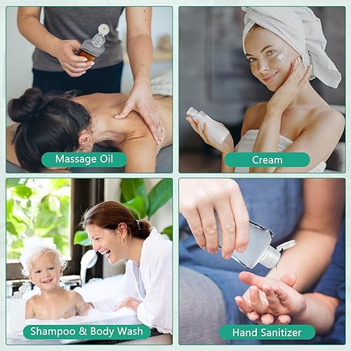 Miniatura 6 de Domensi 36 botellas de viaje de 3.4 onzas con tapa abatible, recipientes de plástico transparente de tamaño de viaje, botella pequeña portátil a