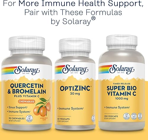 Miniatura 6 de Solaray EMIQ Quercetina activada, sinusal, apoyo respiratorio e inmune, absorción mejorada, 30 porciones, 30 cápsulas vegetales