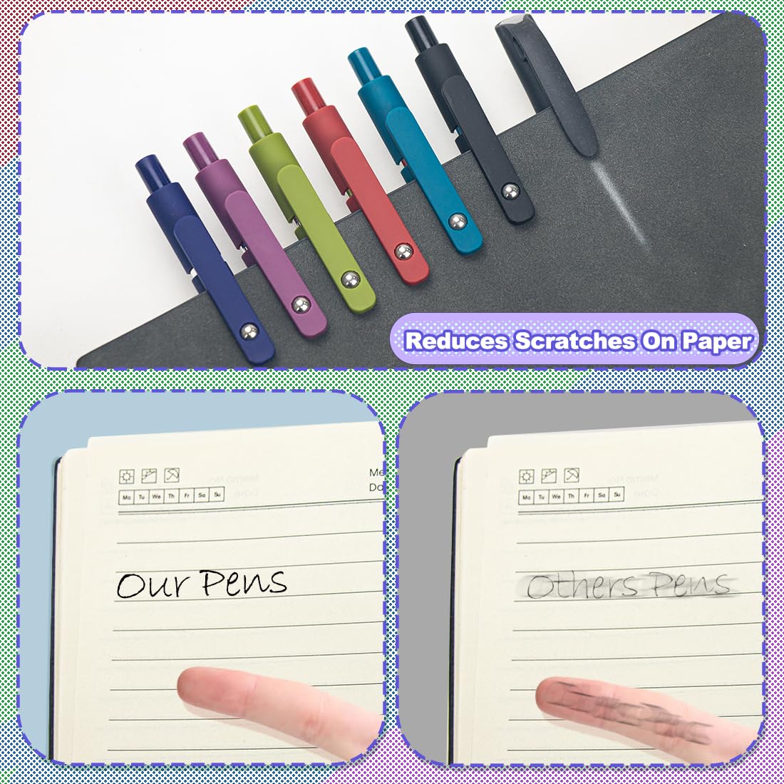 ELANE Bunte Gelstifte, 0,5 mm feine Spitze, schnell trocknend, schwarze Tinte für Tagebuch, Notizen, Schreiben, High-End-Serie, Stifte für Geschenke für Arzt, Krankenschwester, Lehrer, Studenten, 6