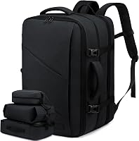 LOVEVOOK Kézipoggyász Hátizsák 30L - Bővíthető Utazótáska 15,6" Laptophoz, Repülőgép Fedélzeti Táska 180° Nyitással, Fekete 1