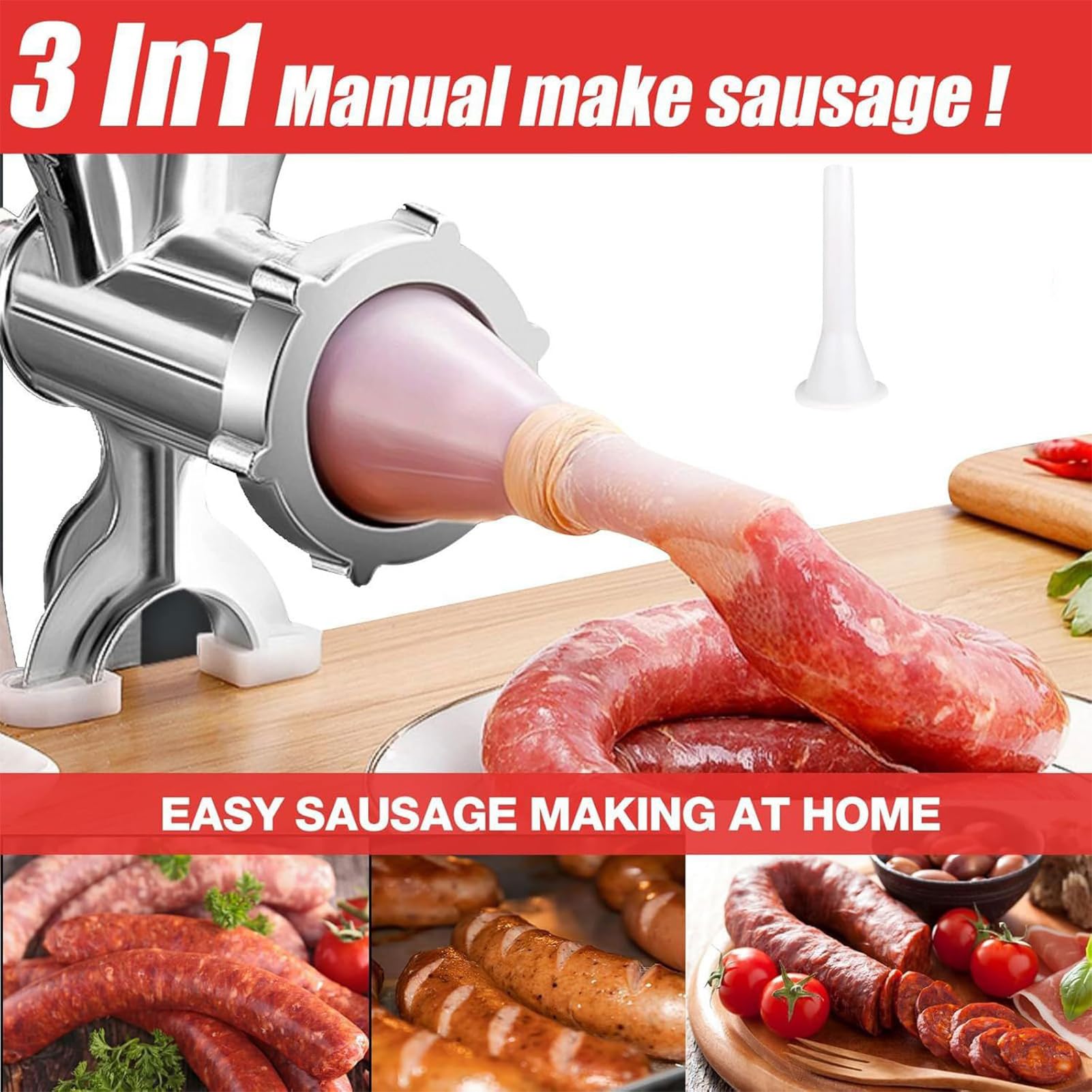 Tritacarne Manuale - Alimenti Robustissimo Manuale,Tritacarne A Manovella Per Casa - Carne Manzo Pepe Funghi Pollo Cucina Dormitorio Appartamento