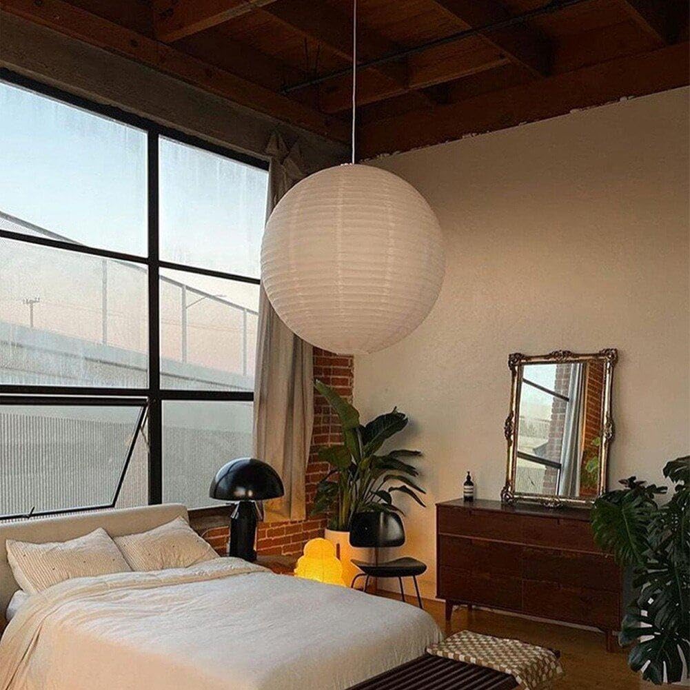 Lanterne Abat-Jour Papier De Riz - 35 Cm - Style Chinois Suspension - Pour Lustre, Lampe Bureau - Décoration Zen