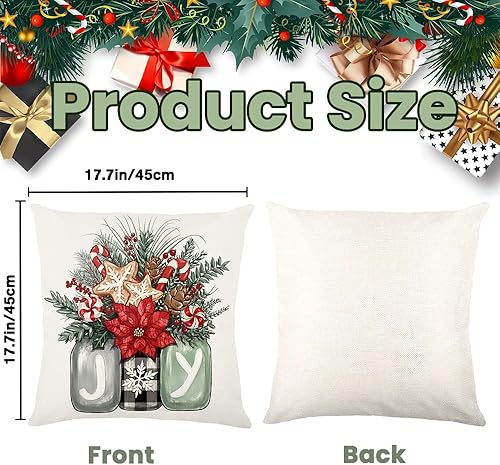 Miniatura 2 de DIYDEC 4 fundas de almohada de Navidad de 18 x 18 pulgadas, fundas de almohada de invierno para Navidad, vacaciones, decoración del hogar, fundas de