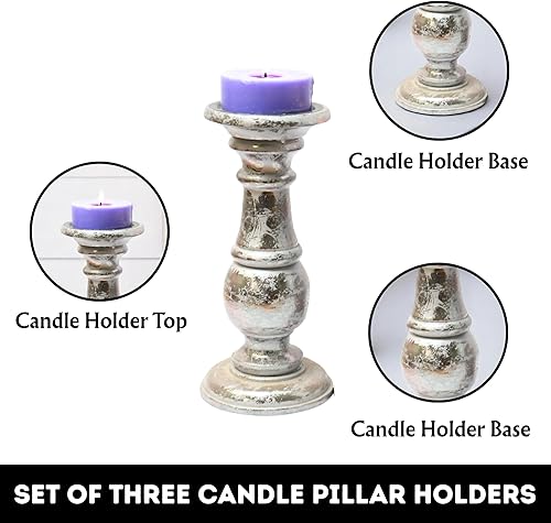Miniatura 2 de Juego de 3 portavelas para velas de pilar, portavelas de madera de granja, hecho a mano para Homedecor, centro de mesa, soporte de vela de madera