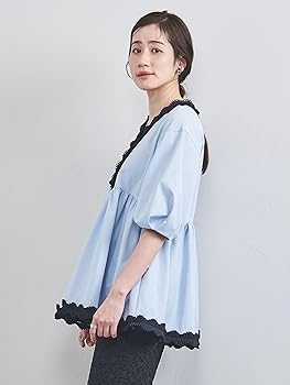 一度着用のみ　ユナイテッドアローズ タックフリルVネックハーフスリーブブラウス Amazon | [ユナイテッドアローズ] タック フリルVネック ハーフ