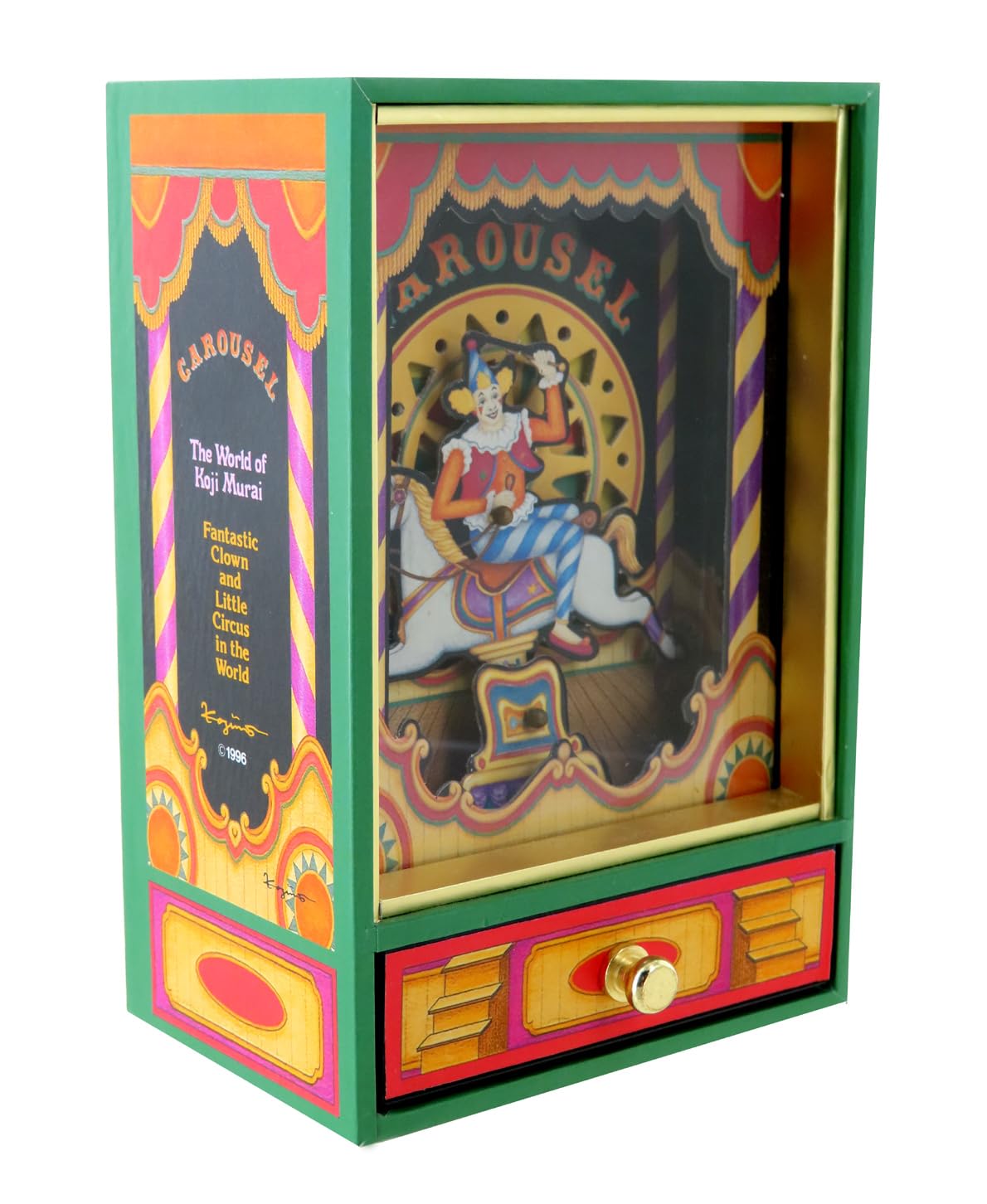 Lutèce Créations Animierte Spieluhr/Musikdose/Spieldose aus Holz zum Thema Zirkus mit Clown und Karussellpferd - An der schönen blauen Donau (Johann Strauss)