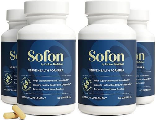 Suplemento de apoyo nervioso, paquete de 4 (60 cápsulas, 30 porciones) Mezcla de suplementos de neuropatía para pies sanos. Vitamina D, B12, zinc,