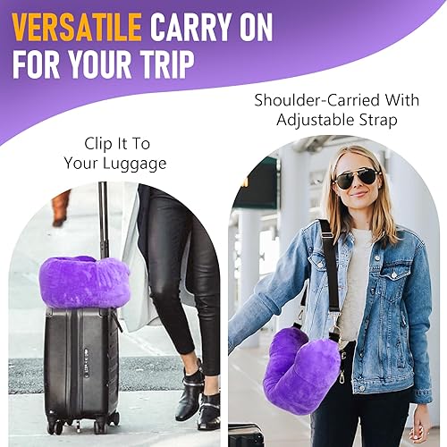 Miniatura 4 de JXM Almohada de cuello de viaje rellena con ropa, almohada de cuello rellenable para viajes, bolsa de almacenamiento de almohada de viaje