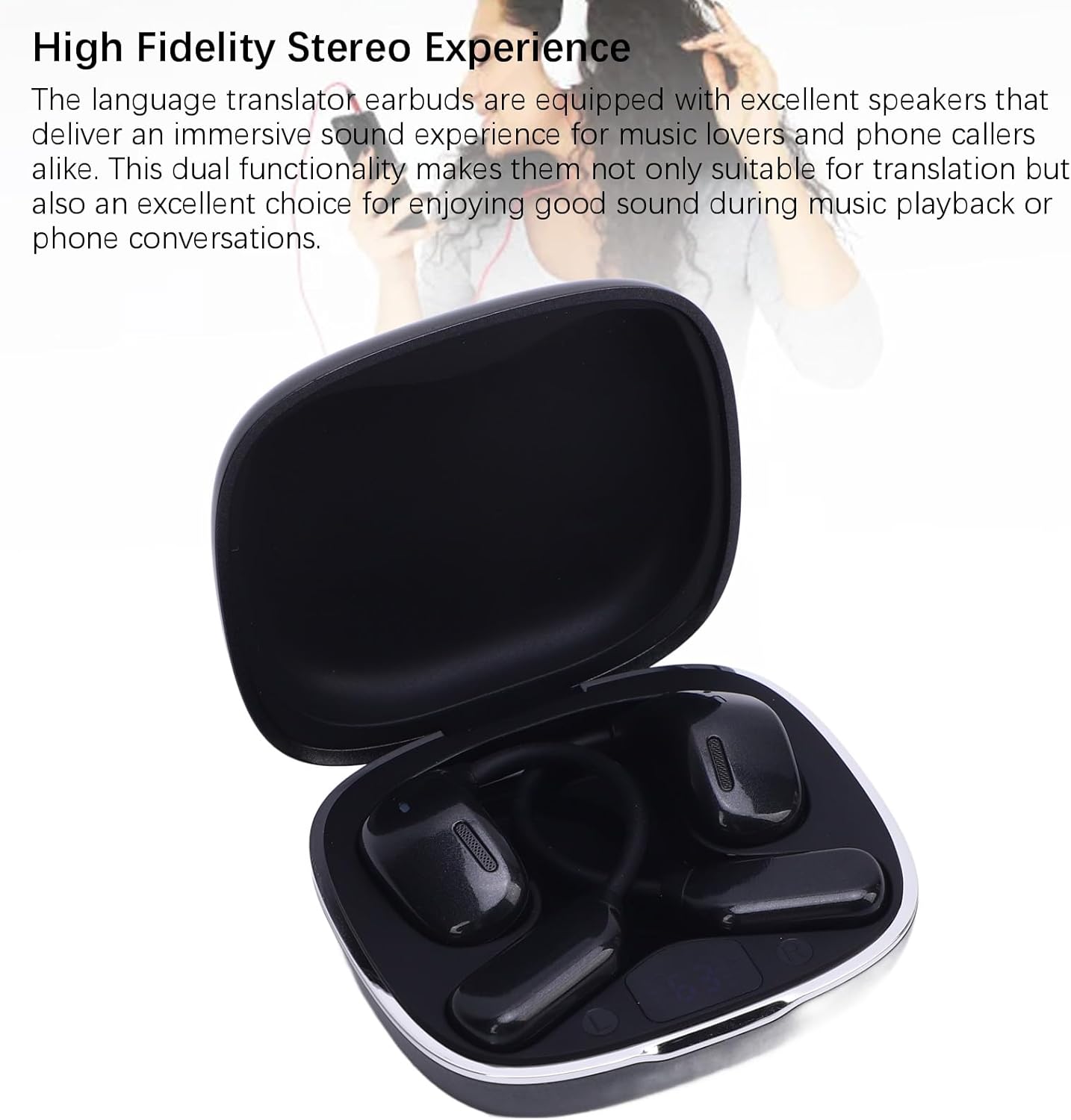 Translation Earbuds, 144 Languages 4 Modes BT Headphones Translator with Speaker Silent Double Ear Mode, for Global Travel Business