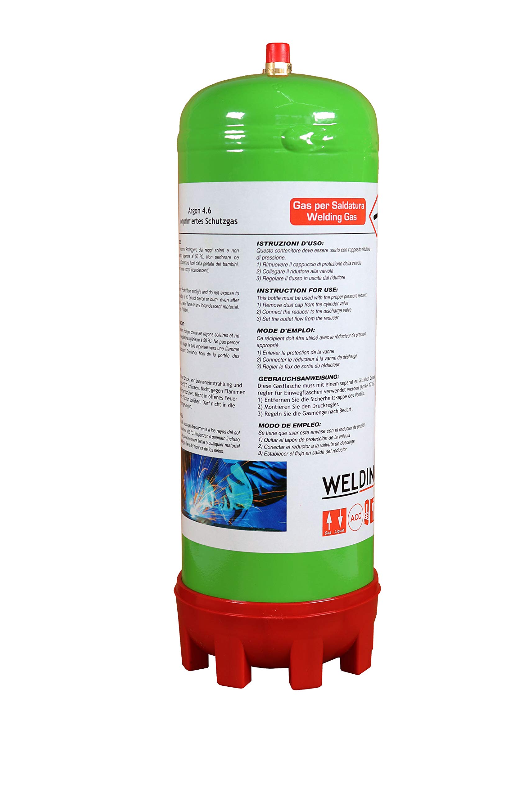 110 bar Argon 4.6 Schutzgas-Einwegflasche 2 Liter (220 Liter Schweißgas für WIG und MIG-Schweißen)