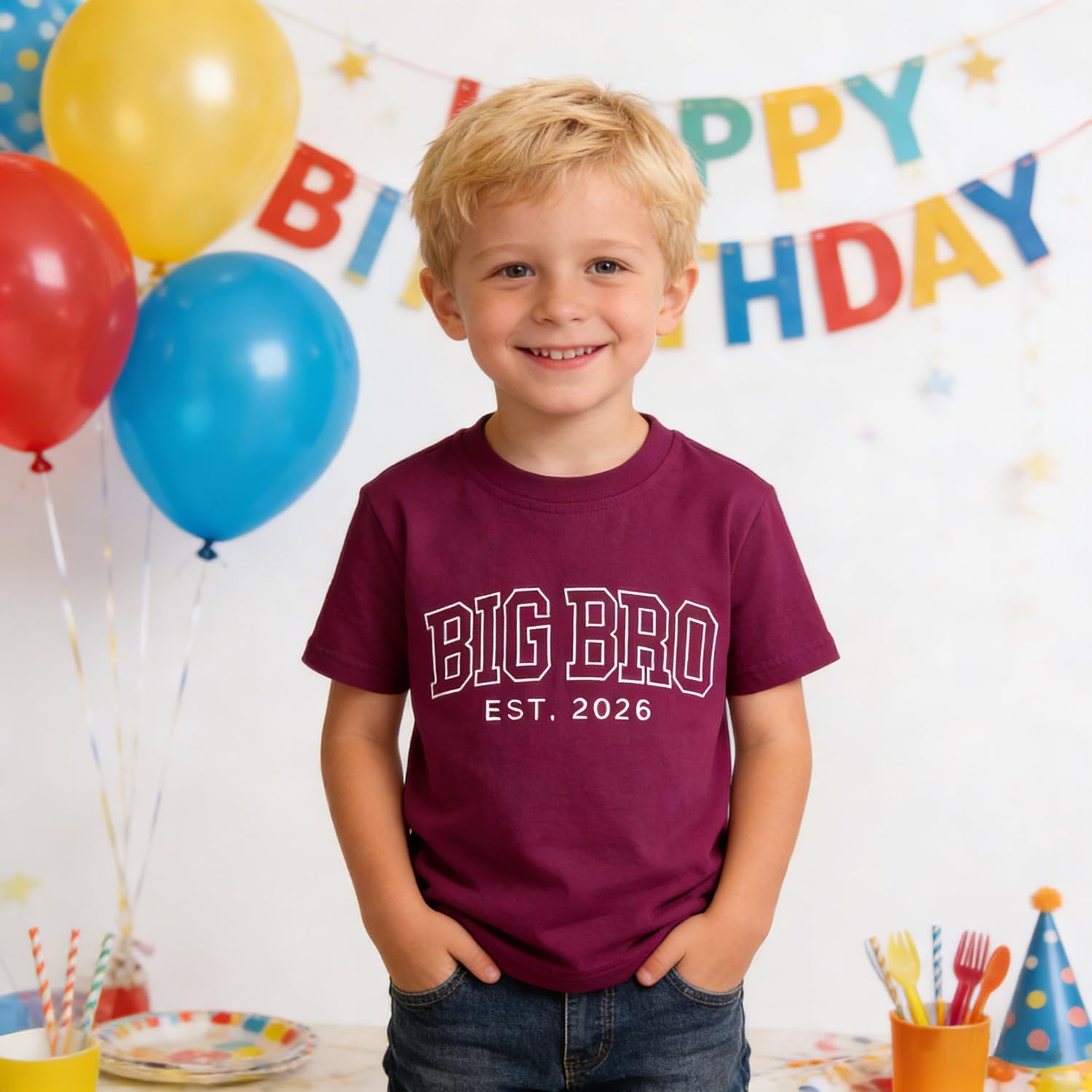 SOFEON Big Brother Shirt Toddler Boy Embroidered Big Bro Est. 2026 T-Shirt Kids Summer Short Sleeve Announcement Tees Tops - Image 2