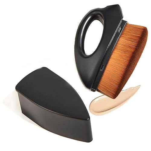 Brocha para maquillaje líquido, de alta densidad, sin costuras, multifuncional para mezclar líquidos, crema o polvo impecable (negro)