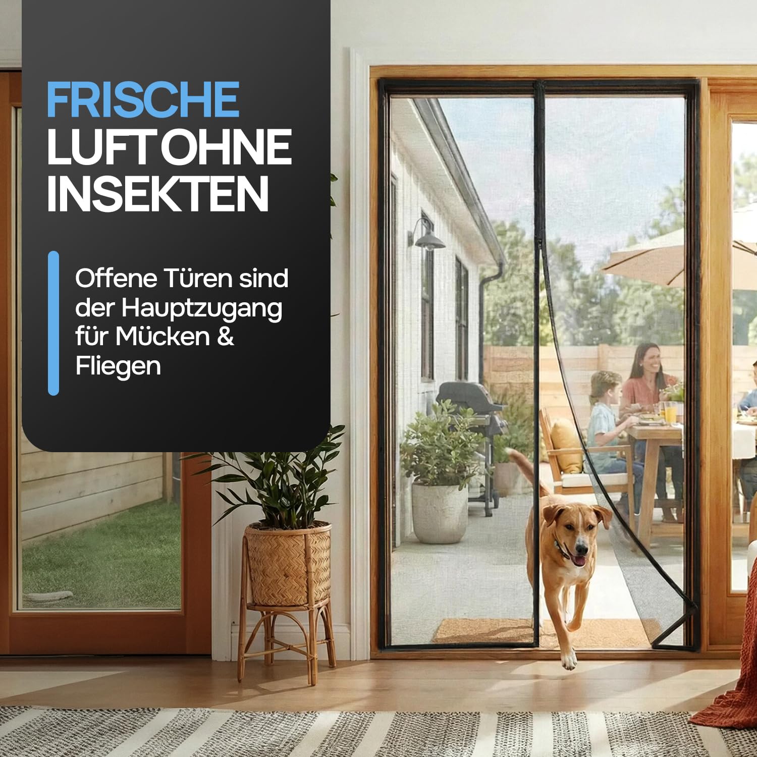 Door easy Zanzariera magnetica 185 x 220 cm [Robusta fibra di vetro e magneti extra forti] - zanzariere tende per finestre, porta balcone, porta finestra - fai da te attrezzi